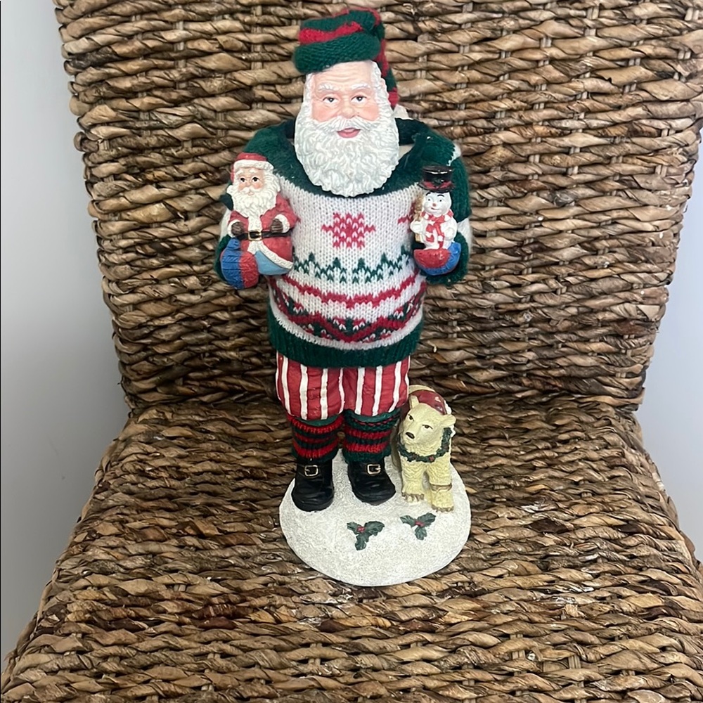 Festive Santa Claus Figurine with Dog